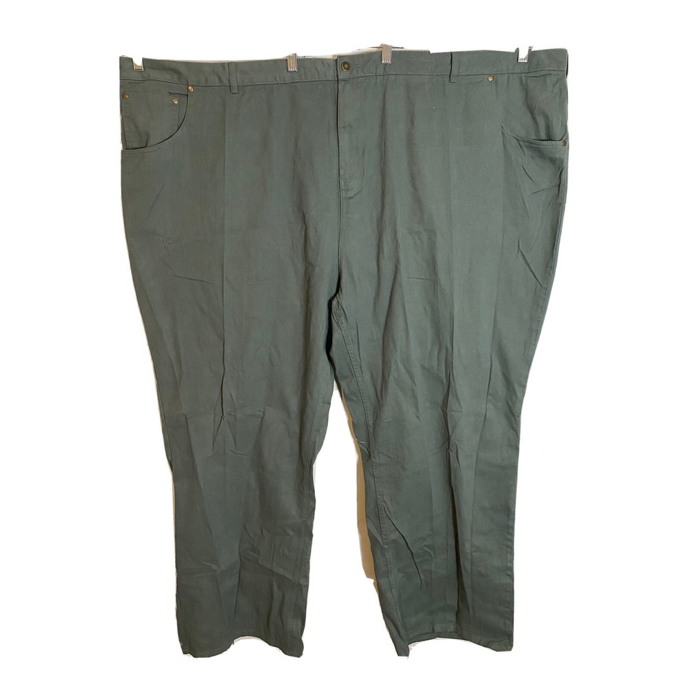 Woman Within Pants Womens 42W Tall Green Straight Leg Plus Size Cotton